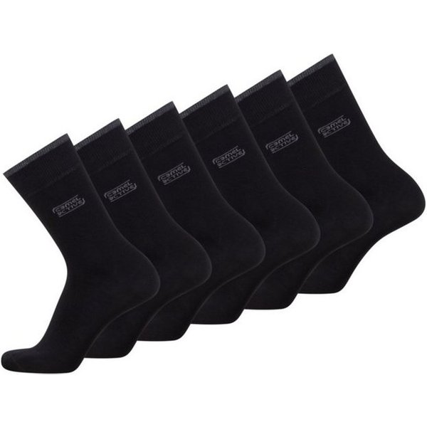 camel active Freizeitsocken aus biologischer Baumwolle – Schwarz, Grau und Blau (6-Paar, 6 Paar) Logoprägung
