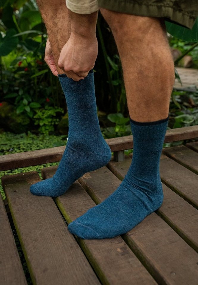 camel active Freizeitsocken aus biologischer Baumwolle – Schwarz, Grau und Blau (6-Paar, 6 Paar) Logoprägung – Bild 4 von 5