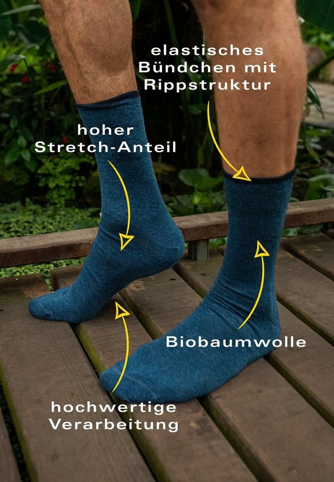 camel active Freizeitsocken aus biologischer Baumwolle – Schwarz, Grau und Blau (6-Paar, 6 Paar) Logoprägung – Bild 5 von 5
