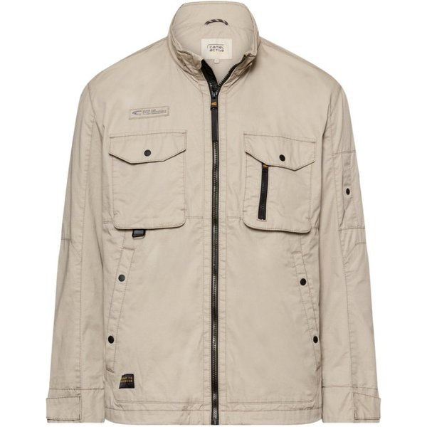 camel active Funktionsjacke natur,Casual,Baumwolle,Unifarben,Stehkragen,Lang,Regular Fit
