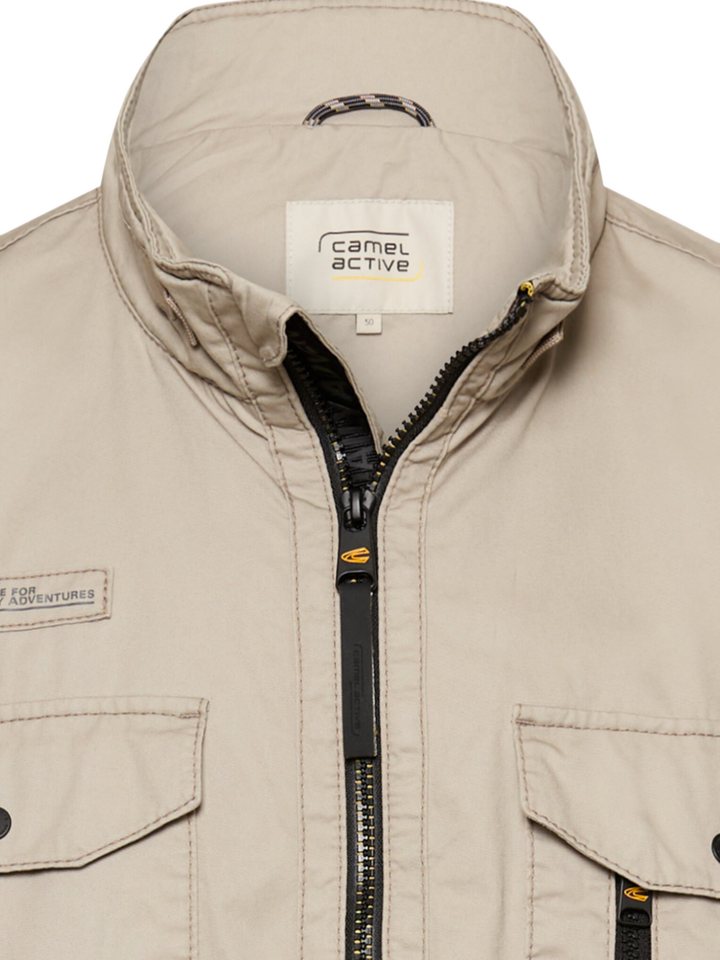 camel active Funktionsjacke natur,Casual,Baumwolle,Unifarben,Stehkragen,Lang,Regular Fit – Bild 3 von 4