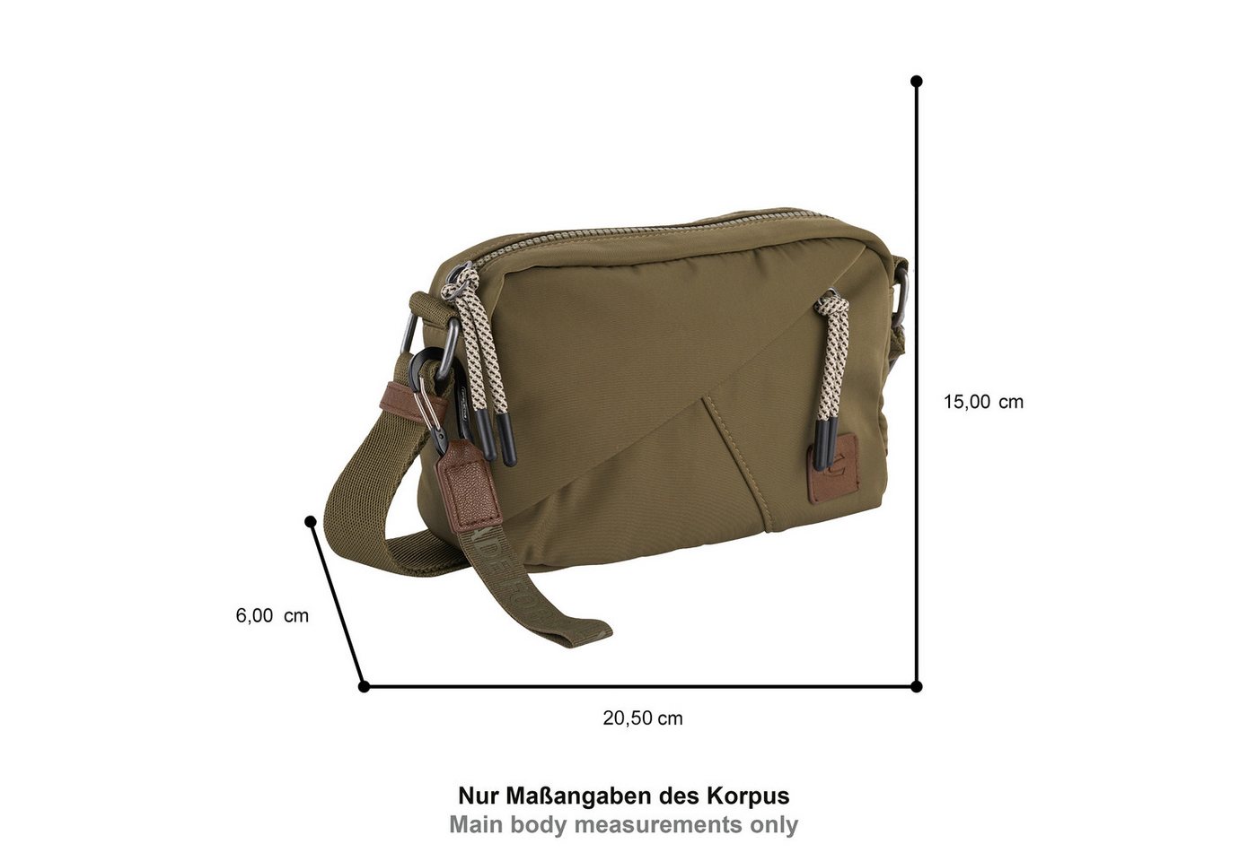 camel active Handtasche Aurum (Set, 2-tlg., abnehmbare Anhänger), aus recyceltem Polyester in Nylonstruktur, leicht & mit feinen Details – Bild 5 von 5