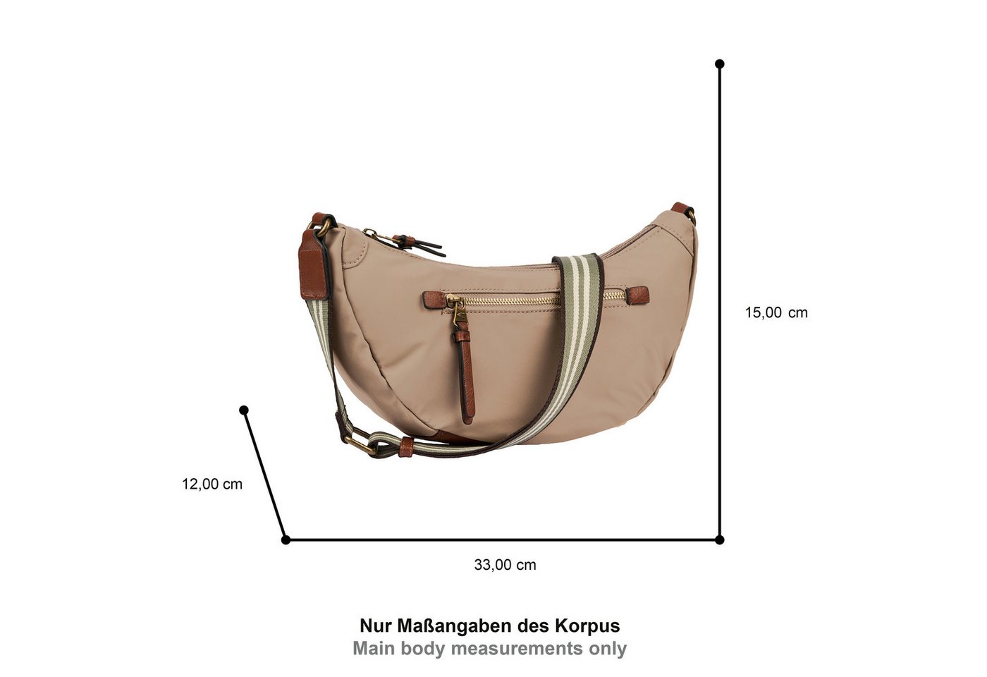 camel active Handtasche Bari, aus hochwertigem matten Nylon mit gestreiftem Gewebeband – Bild 2 von 5
