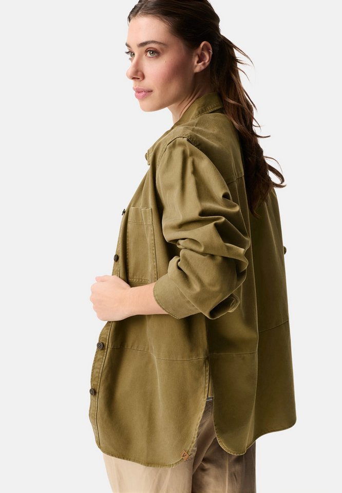 camel active Hemdbluse mit Knopfleiste Langarm unifarben – Bild 4 von 5