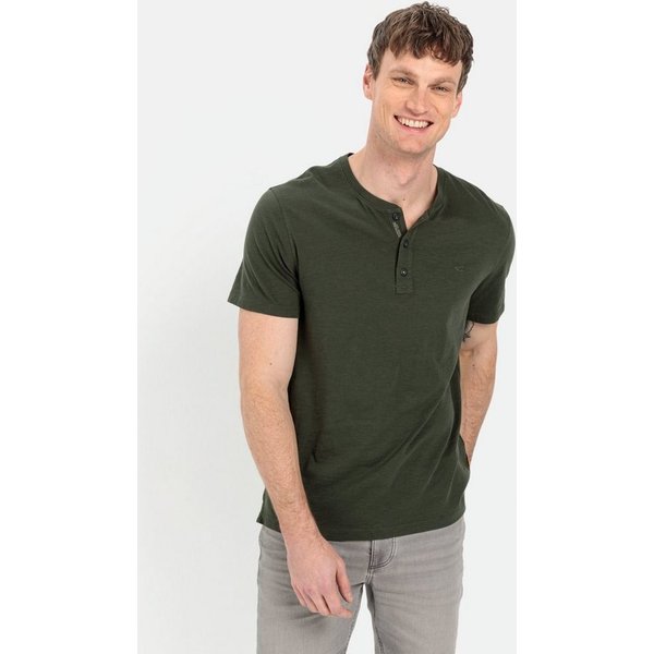 camel active Henleyshirt aus reiner Baumwolle Kurzarm