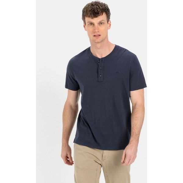 camel active Henleyshirt aus reiner Baumwolle Kurzarm