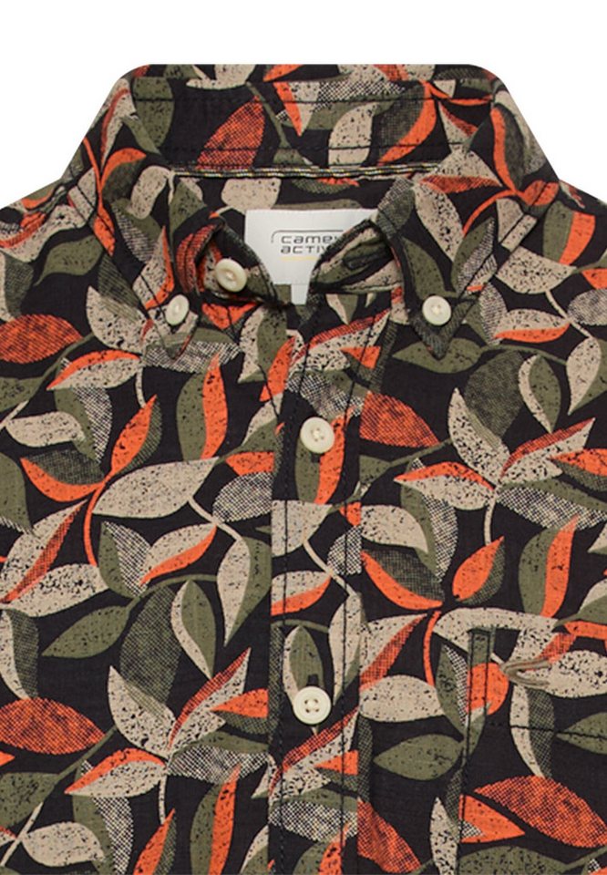camel active Kurzarmhemd mit floralem Muster und Button-Down-Kragen – Bild 3 von 4