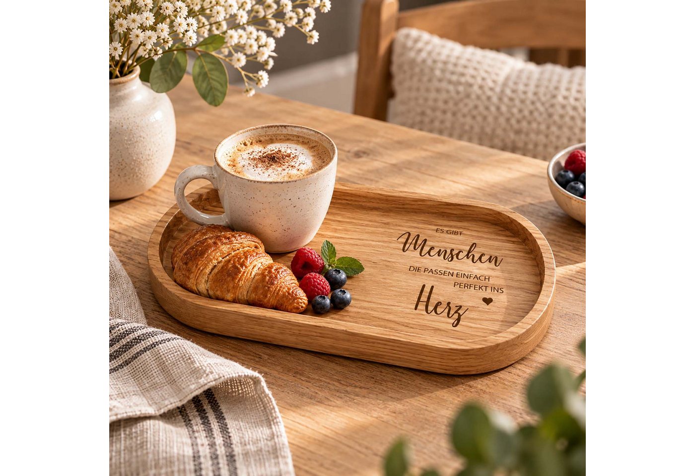 Camolo Dekotablett Tablett aus Eiche 20 x 10 cm – Es gibt Menschen – Bild 5 von 5
