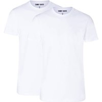 CAMP DAVID Herren T-Shirts, 2er Pack - Crew Neck T-Shirt 2P, Cotton Stretch, Größe L in Weiß