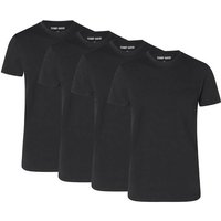 CAMP DAVID Herren T-Shirts, 4er Pack - Crew Neck T-Shirt 4P, Cotton Stretch, Größe M in Schwarz