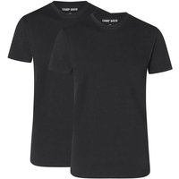 CAMP DAVID Herren T-Shirts, 2er Pack - Crew Neck T-Shirt 2P, Cotton Stretch, Größe L in Schwarz