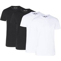 CAMP DAVID Herren T-Shirts, 4er Pack - Crew Neck T-Shirt 4P, Cotton Stretch, Größe L in Weiß