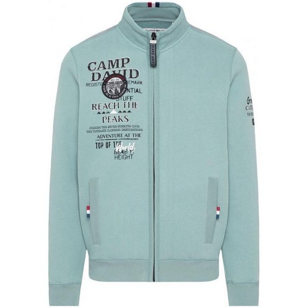 CAMP DAVID Sweatjacke mit Logo Prints, Stickereien und Patches smoke blue