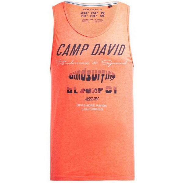 CAMP DAVID Tanktop mit Ausbrenner-Effekten und Prints, Used-Vintage-Look