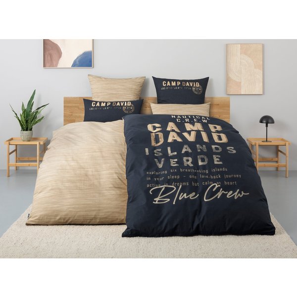 CAMP DAVID Wendebettwäsche Jerre, Renforcé, 2 teilig, NEUHEIT! Bettwäsche ab 135x200cm, mit Schriftzug
