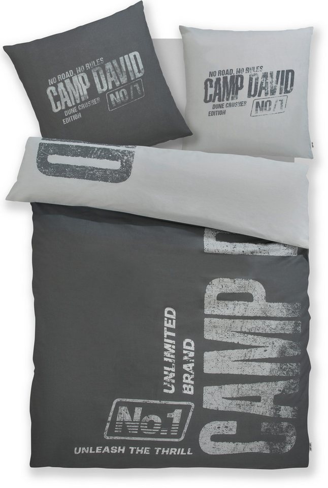 CAMP DAVID Wendebettwäsche Kymber, Renforcé, 2 teilig, NEUHEIT! Bettwäsche ab 135x200cm, mit coolem Schriftzug – Bild 2 von 4