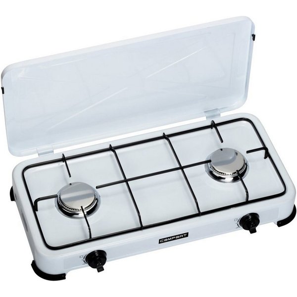 Campart Gaskocher FireFriend KO-6382 Gas-Campingkocher – 2 Brenner – 2 x 1500 Watt – Wei, 2 Brenner - Totale Leistung: 3 kW