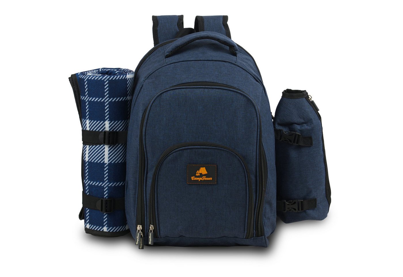 CampFeuer Freizeitrucksack Picknickrucksack 32-teilig, Picknickset für 4 Personen, blau (Set, Picknickrucksack 32-teilig) – Bild 3 von 4