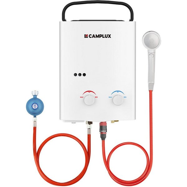 CAMPLUX Durchlauferhitzer AY132-DE, 50 mbar, min. 10 °C, max. 65 °C, LPG Propan 10 kW Durchlauferhitzer für Wohnmobil, Camping & Dusche