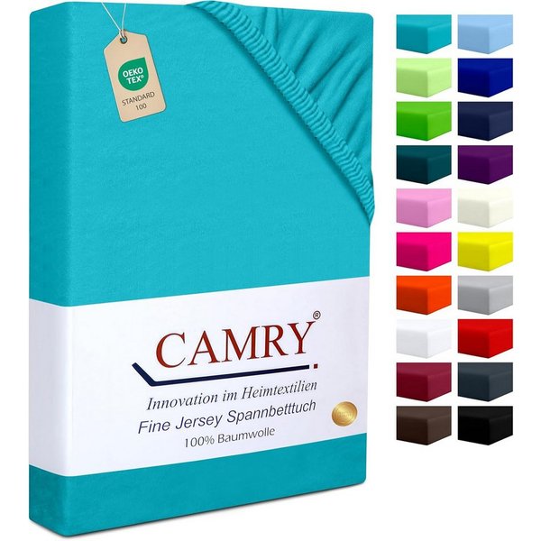 Camry Spannbettlaken CLASSIC Jersey 100% Baumwolle Spannbetttuch atmungsaktiv Gummizug, Jersey Baumwolle, Gummizug: rundum, 100% Baumwolle, alle Matratzenhöhen,