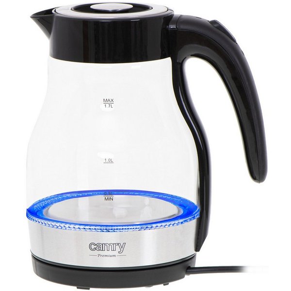 Camry Wasserkocher CR 1300 Wasserkocher - 1,7 L, Edelstahl-Heizelement, LED-Anzeige, 1,7 l, 2200 W, Familiengröße für bis zu 6–7 Tassen