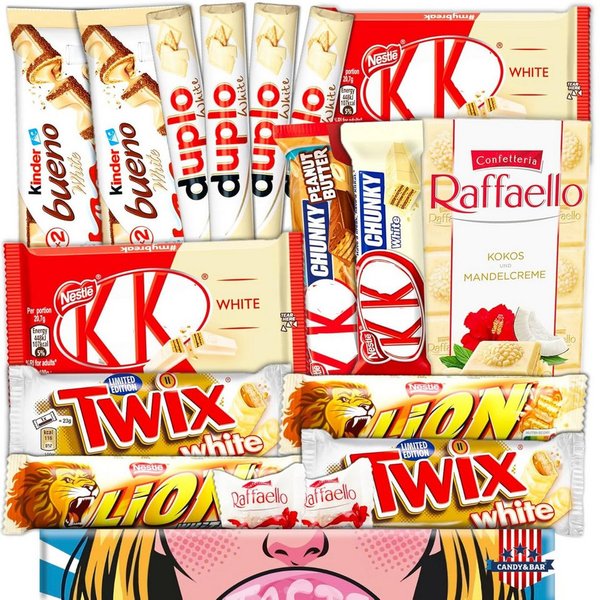 Candy & Bar Süßigkeit Weiße Schoko Mix Box, Geschenk für Schoko Fans, Candy & Bar®