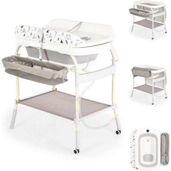 Cangaroo Babybadewanne Garda 2 in 1, Digitalthermometer, Sicherheitsgurt, Aufbewahrungskorb, Räder