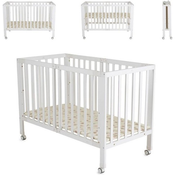 Cangaroo Komplettbett Nova, 120 x 60 cm, Matratze, faltbar, Kiefernholz, Räder, höhenverstellbar