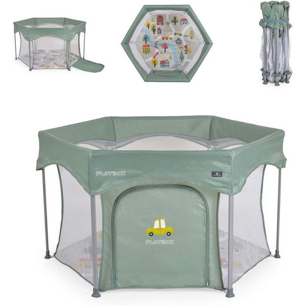 Cangaroo Laufstall Playbox, 139 x 118 cm, Matratze, Tragetasche, Öffnung, klappbar, Babyreisebett