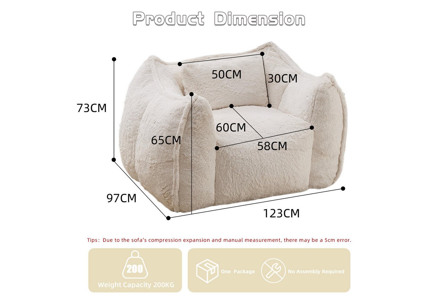 CANMOV Relaxsessel Sessel mit Hocker, Einzelsessel für Wohnzimmer (Relaxsessel mit Hocker), Kleiner Sessel mit einem kissen und ergonomischen Armlehnen – Bild 2 von 5