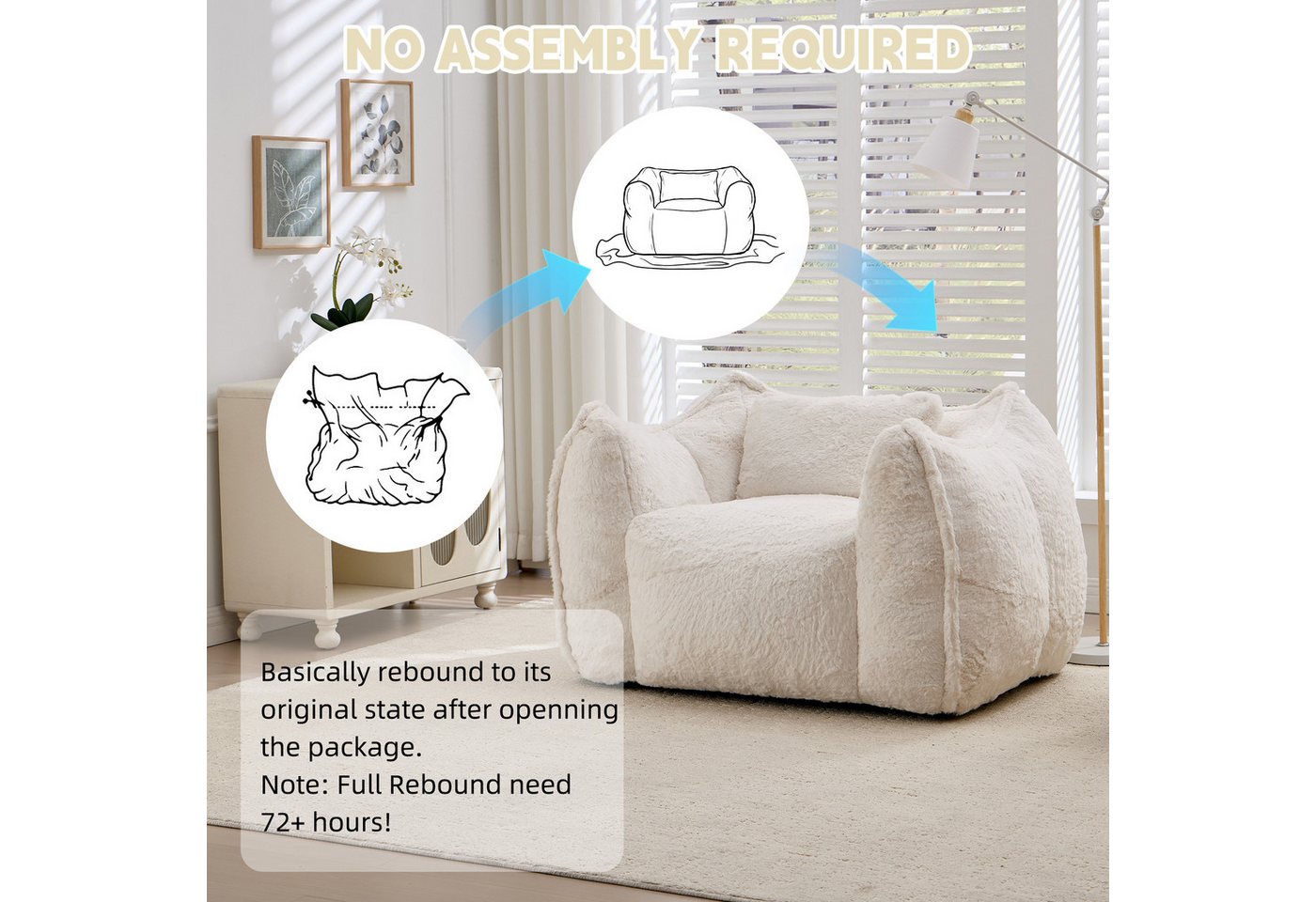CANMOV Relaxsessel Sessel mit Hocker, Einzelsessel für Wohnzimmer (Relaxsessel mit Hocker), Kleiner Sessel mit einem kissen und ergonomischen Armlehnen – Bild 4 von 5