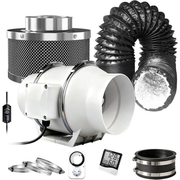 CannoBox Ventilatorkombigerät Rohrventilator 100 Abluft Komplettset Aktivkohlefilter Growbox