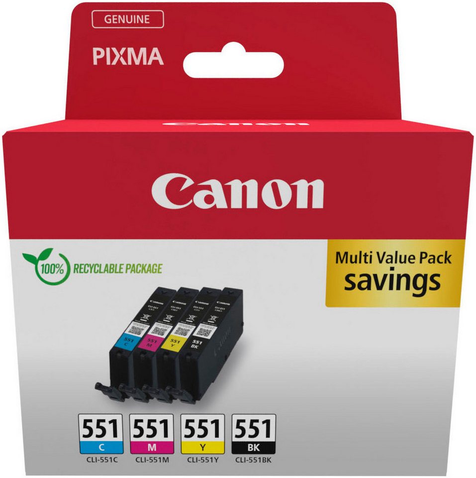 Canon CLI-551 C/M/Y/BK Multipack Tintenpatrone (Packung, 4-tlg) – Bild 2 von 5