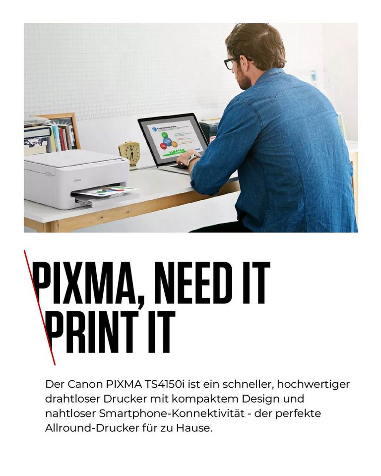 Canon PIXMA TS4150i Multifunktionsdrucker, (WLAN (Wi-Fi) – Bild 3 von 5