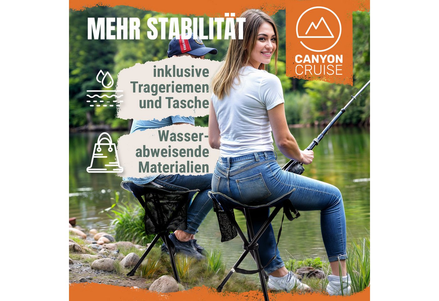 Canyon Cruise Campinghocker Tragbarer Campinghocker–Klappbarer Dreibein-Stuhl für Angeln & Outdoor (Dreibein-Hocker, 1 St., Tragbarer Camping-Stuhl), Festival S – Bild 4 von 5
