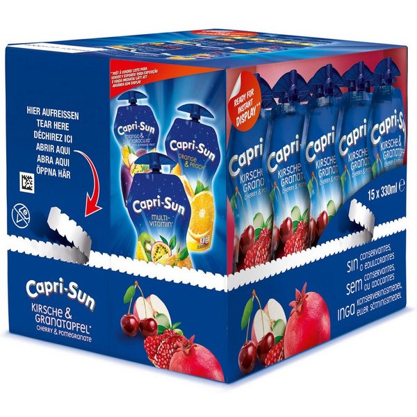 CAPRI-SUN Softgetränk, Capri Sun Kirsche und Granatapfel Mehrfruchtschorle 330ml 15er Pack