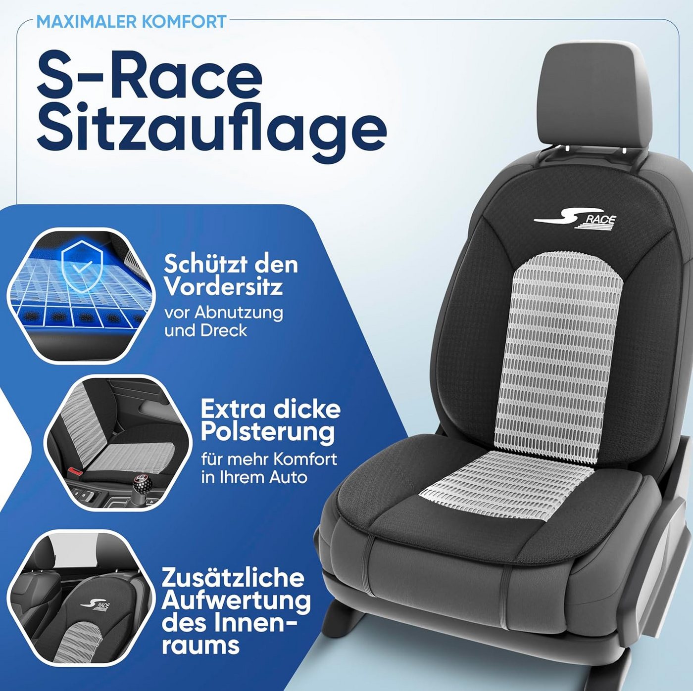 CarComfort Autositzauflage Sitzaufleger S-Race, 1 Stück, 1-tlg. – Bild 2 von 5