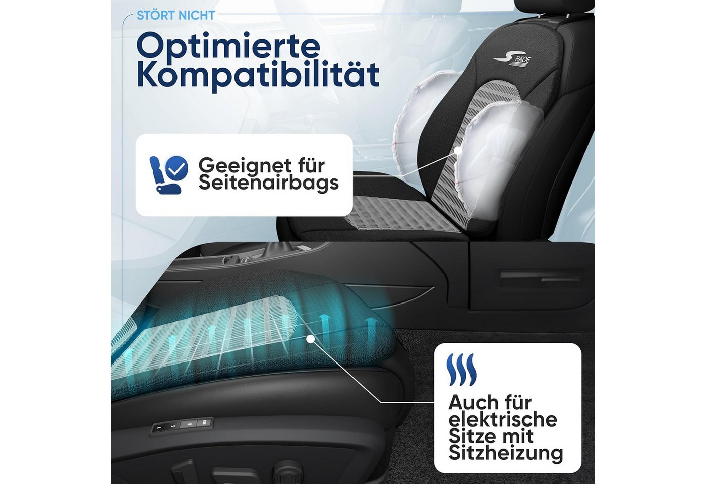 CarComfort Autositzauflage Sitzaufleger S-Race, 1 Stück, 1-tlg. – Bild 5 von 5