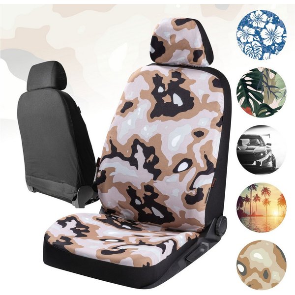 CarComfort Autositzbezug Autositzbezug Camouflage, 1 Vordersitzbezug 2tlg, 1 Kopfstützenbezug, 3-tlg.