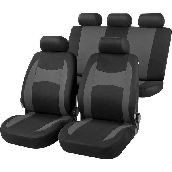 CarComfort Autositzbezug Autositzbezug Fairmont grau, 2 Vordersitzbezüge 1tlg, 1 Rücksitzbezug 4tlg, 5 Kopfstützenbezüge, 11-tlg.
