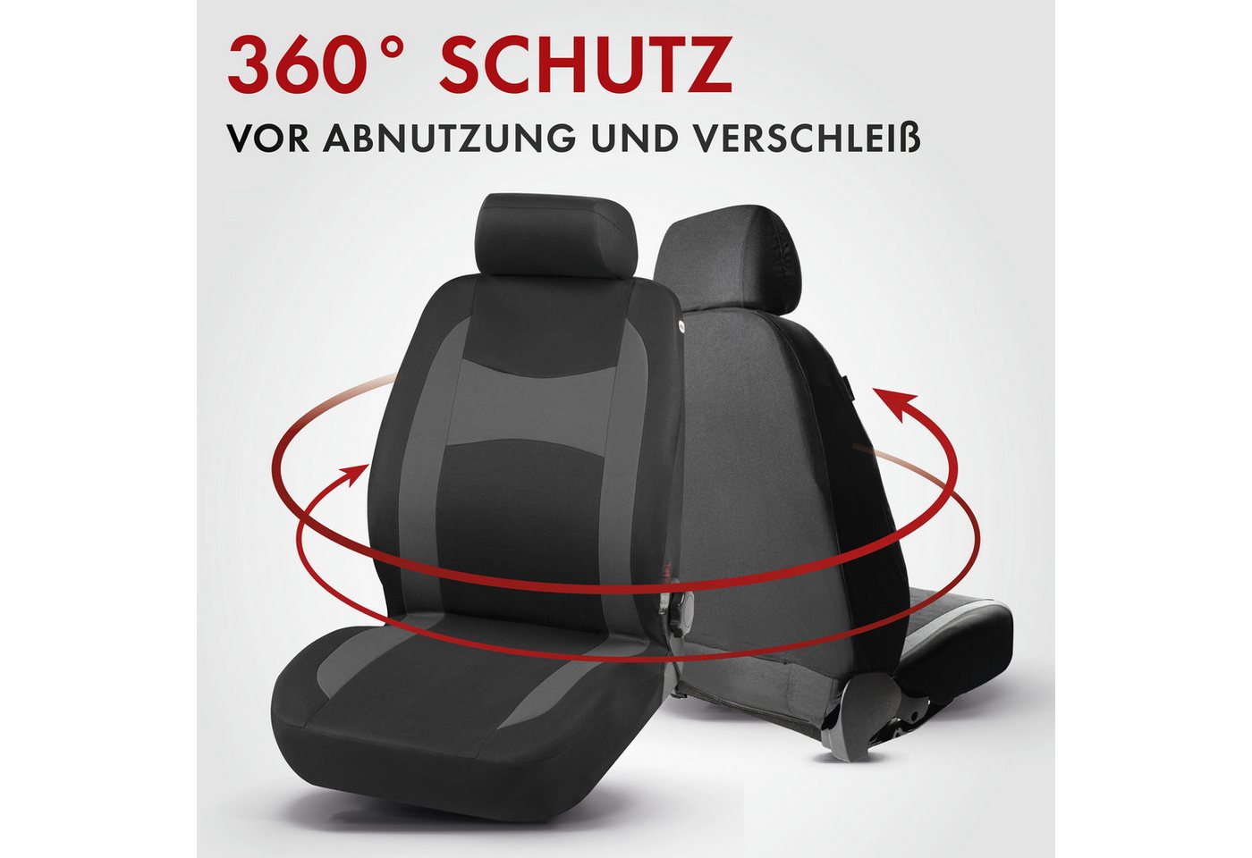 CarComfort Autositzbezug Autositzbezug Fairmont grau, 2 Vordersitzbezüge 1tlg, 1 Rücksitzbezug 4tlg, 5 Kopfstützenbezüge, 11-tlg. – Bild 3 von 5