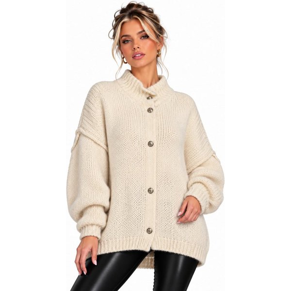 Worldclassca Cardigan WORLDCLASSCA Cardigan Oversize Strickjacke mit Knöpfen Fashion Pulli Neue Kollektion - Stilvolle und gemütliche Strickmode für Damen