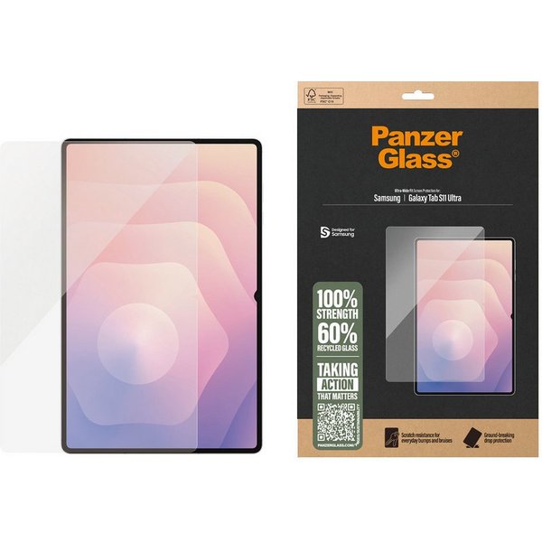 CARE by PanzerGlass Displayschutzglas Ultra-Wide Fit Screen Protector für Samsung Galaxy Tab S11 Ultra, Displayschutzfolie, Schutzfolie, Bildschirmschutz, kratz