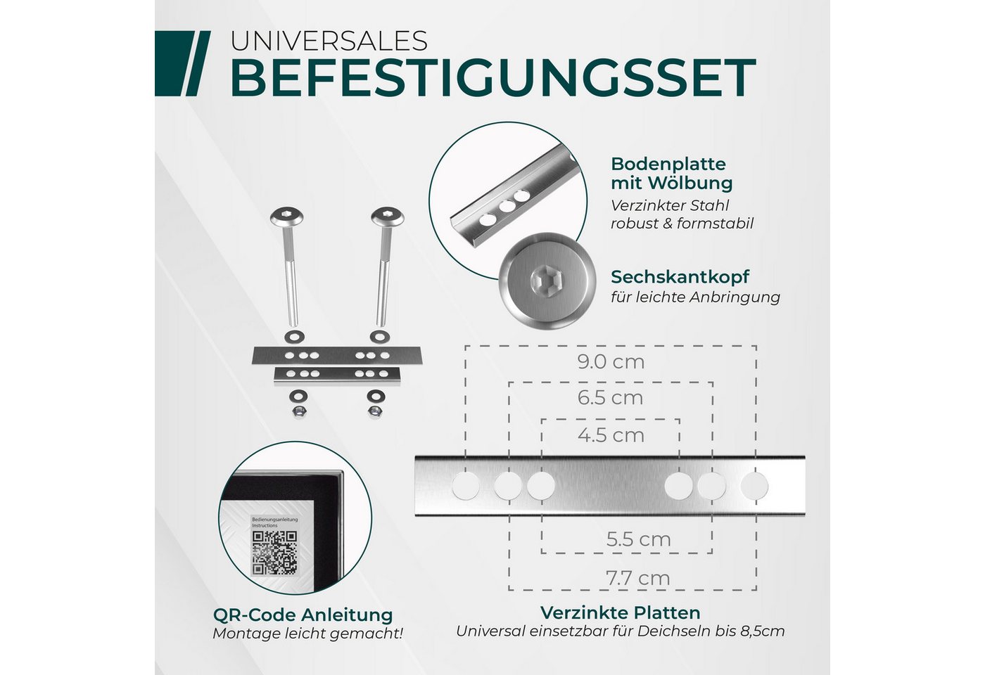 CargoVA® Anhänger-Deichselbox Wasserfeste Deichselbox – abschließbar, mit Befestigung, 50 bis 110cm, Wasserdicht, rostfrei, abschließbar, universelle Passform – Bild 5 von 5