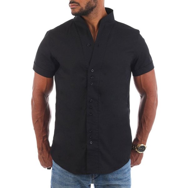 CARISMA Kurzarmhemd Herren Hemd Basic einfarbig 9118 / 9119 Regular Kurzarm Stehkragenkragen Uni