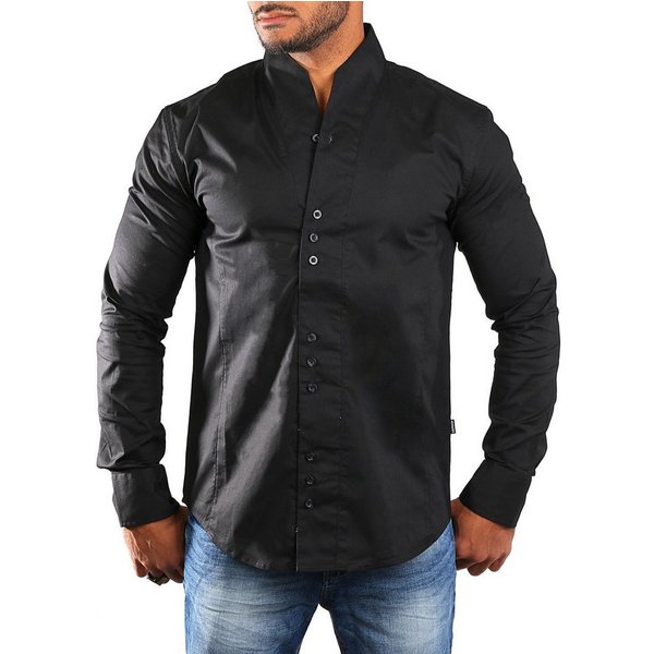 CARISMA Langarmhemd Herren langarm Stehkragen Hemd H-902-regular fit Regular Langarm Stehkragen Uni