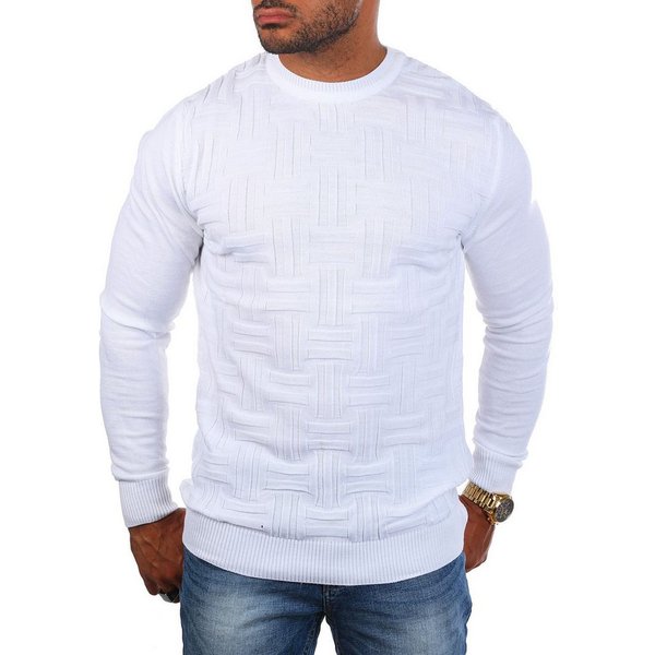 CARISMA Strickpullover Herren leichter Feinstrick einfarbig uni Strickmuster 7814