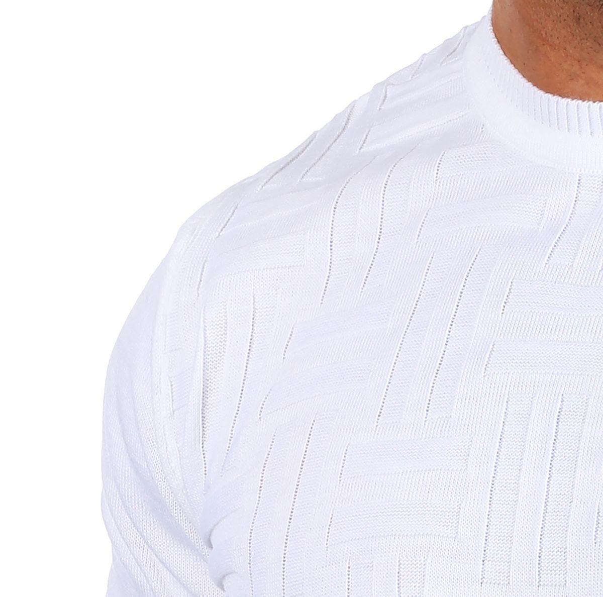 CARISMA Strickpullover Herren leichter Feinstrick einfarbig uni Strickmuster 7814 – Bild 4 von 5
