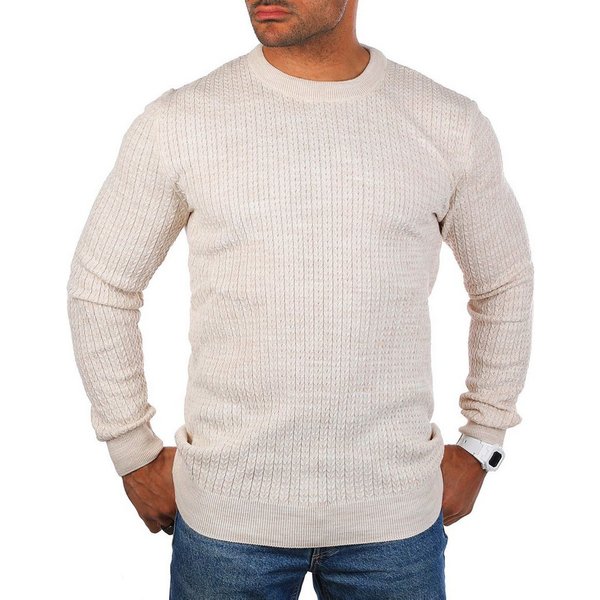 CARISMA Strickpullover Herren leichter Feinstrick Karo Strickmuster einfarbig uni 7937