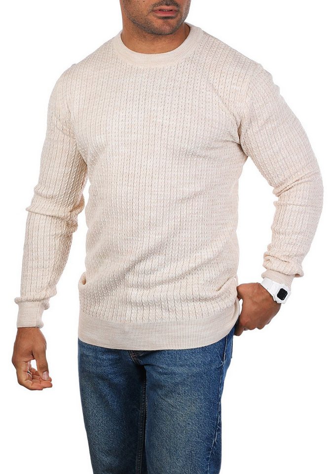 CARISMA Strickpullover Herren leichter Feinstrick Karo Strickmuster einfarbig uni 7937 – Bild 2 von 5